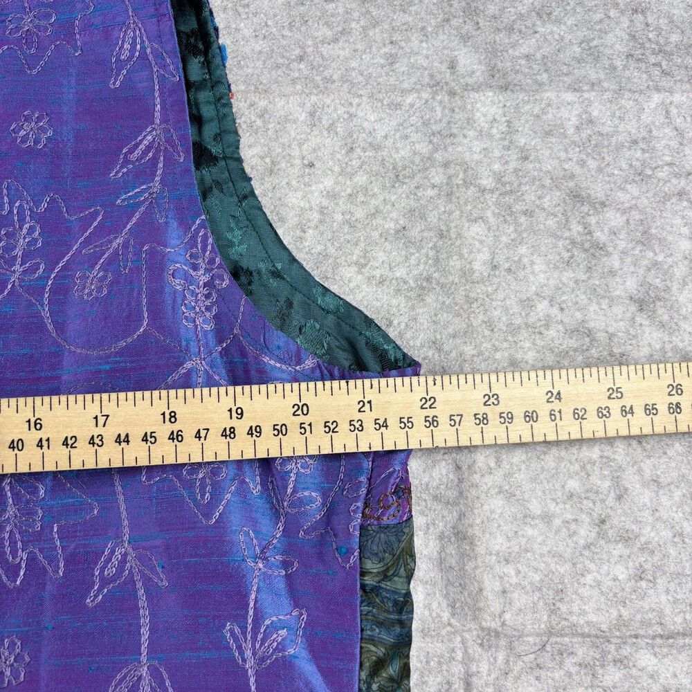 Vintage Coldwater Creek Purple Patchwork Tapestry Vest Womens L Jacquard Boho - Picture 12 of 12